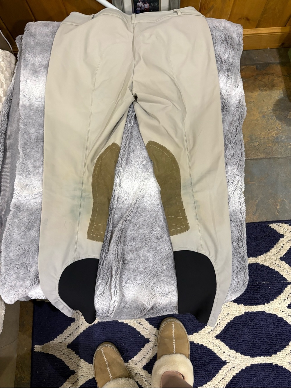 The Tailored Sportsman Beige Riding Breeches with Brown Suede Knee Patches